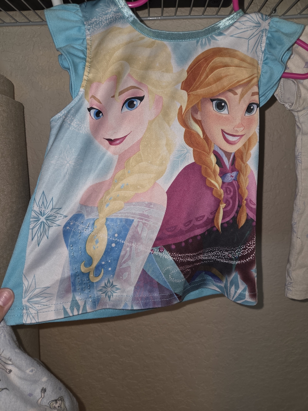 Girls' Frozen Elsa & Anna Short Sleeve Top - Blue/Purple